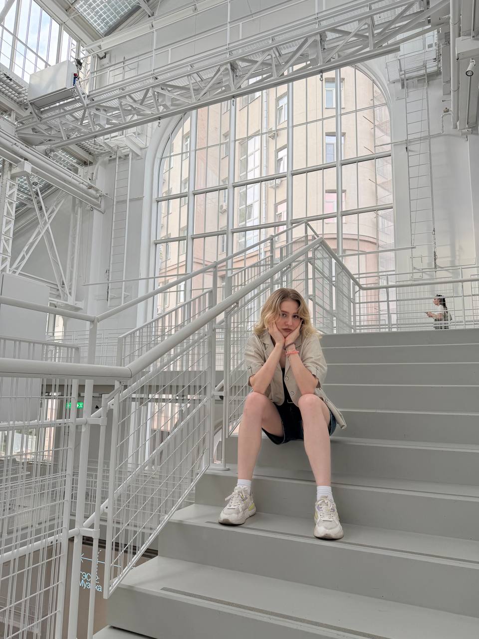 On the stairs